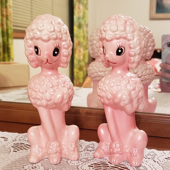 Other - 2 Antique pink metallic poodle decor figurines